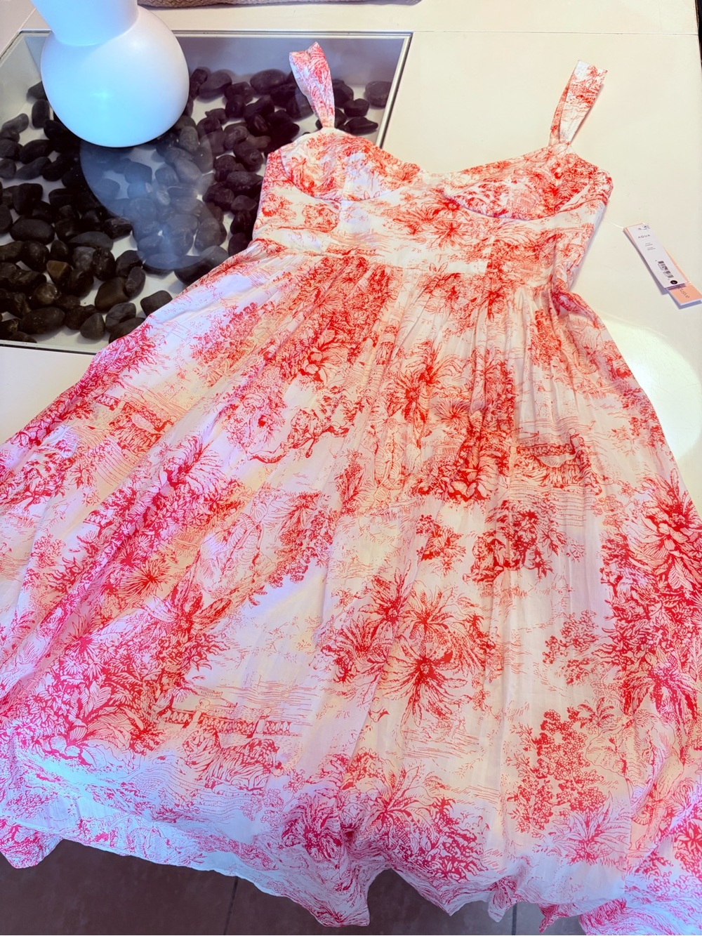 NWT- Beautiful Aqua Red and White Sundress